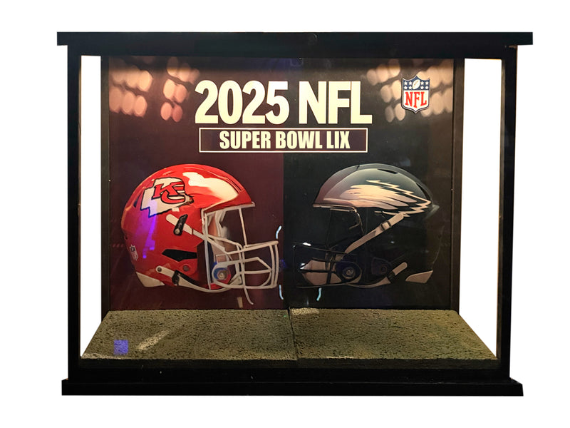 Custom sports display case for 1/6 scale figures with motion activated LED lighting