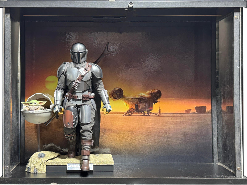Herorama custom space diorama display case with magnetic plexiglass front dust protection